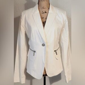 Michael Michael Kors White Zippered Blazer